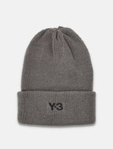 Y-3 grey knit beanie with embroidered logo -  | Spazio Pritelli