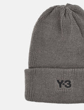 Y-3 grey knit beanie with embroidered logo -  | Spazio Pritelli