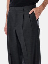 Sunflower wide-leg wool twill trousers in grey -  | Spazio Pritelli
