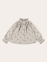 Bonpoint Jordana Girls’ Organic Cotton Blouse with Cherry Embroidery -  | Spazio Pritelli