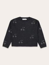 Bonpoint Jabaro girls’ sweater with cherry jacquard in copper wool -  | Spazio Pritelli