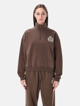 Sporty & Rich crest quarter-zip sweatshirt - Chocolate -  | Spazio Pritelli