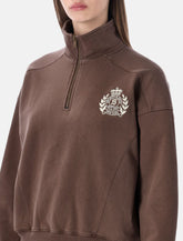Sporty & Rich crest quarter-zip sweatshirt - Chocolate -  | Spazio Pritelli