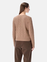 Sporty & Rich cropped cable-knit cashmere sweater camel -  | Spazio Pritelli