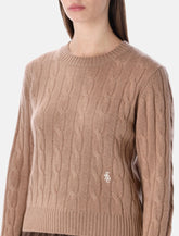 Sporty & Rich cropped cable-knit cashmere sweater camel -  | Spazio Pritelli