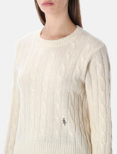 Sporty & Rich cropped cable-knit cashmere sweater ecru -  | Spazio Pritelli