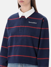 Sporty & Rich navy and merlot cotton Serif logo Rugby polo -  | Spazio Pritelli