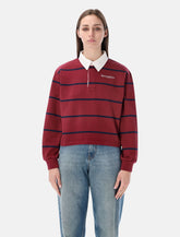 Sporty & Rich merlot and navy cotton Serif logo Rugby polo -  | Spazio Pritelli