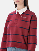 Sporty & Rich merlot and navy cotton Serif logo Rugby polo -  | Spazio Pritelli