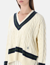 Sporty & Rich cotton cableknit V-neck sweater -  | Spazio Pritelli