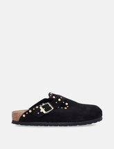 Birkenstock Boston black suede mules with studs -  | Spazio Pritelli