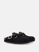 Birkenstock Boston black suede mules with studs -  | Spazio Pritelli