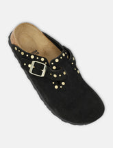 Birkenstock Boston black suede mules with studs -  | Spazio Pritelli