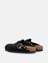 Birkenstock Boston black suede mules with studs -  | Spazio Pritelli