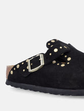 Birkenstock Boston black suede mules with studs -  | Spazio Pritelli