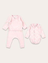 Baby three-piece velour gift set with hearts -  | Spazio Pritelli