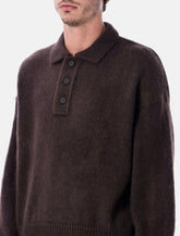 Studio Nicholson Dune brown superkid mohair polo sweater -  | Spazio Pritelli
