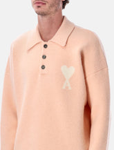 Ami Paris wool polo sweater with Ami de Coeur logo -  | Spazio Pritelli