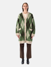 Emporio Armani long argyle alpaca cardigan -  | Spazio Pritelli