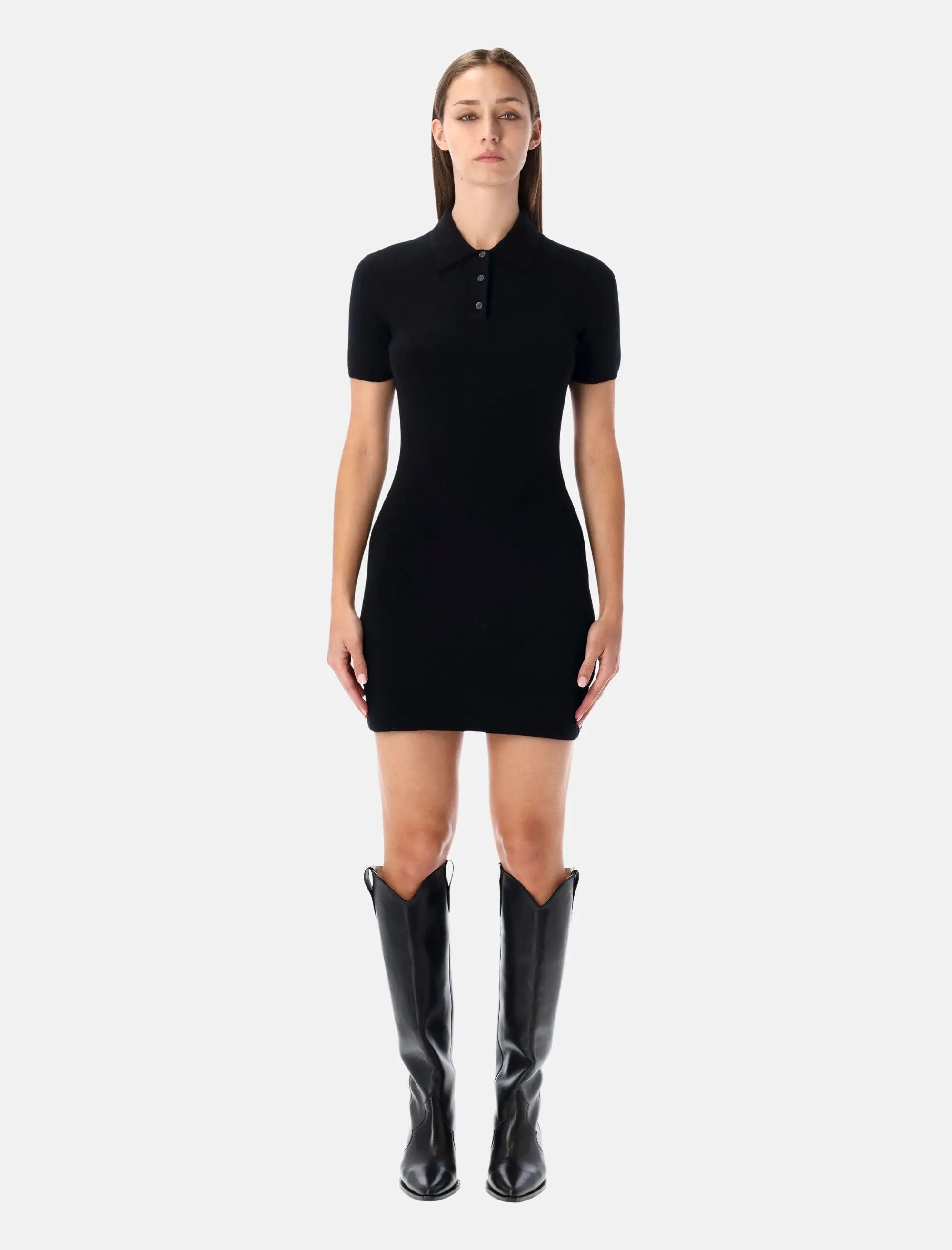 T by Alexander Wang black wool polo mini dress T by Alexander Wang black wool polo mini dress