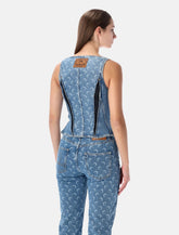 Marine Serre Moon Laser denim bustier top -  | Spazio Pritelli