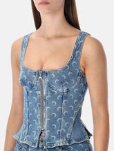 Marine Serre Moon Laser denim bustier top -  | Spazio Pritelli