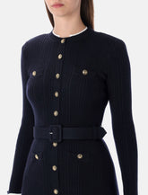Self-Portrait navy knit mini dress with gold buttons -  | Spazio Pritelli
