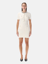 Self-Portrait cream bouclé knit mini dress with crystal buttons -  | Spazio Pritelli