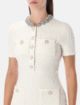 Self-Portrait cream bouclé knit mini dress with crystal buttons -  | Spazio Pritelli