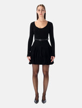 Abito in maglia di ciniglia nera con gonna svasata di Self-Portrait -  | Spazio Pritelli