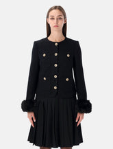 Giacca in bouclé nero con polsini in eco pelliccia di Self-Portrait -  | Spazio Pritelli