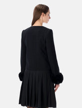 Giacca in bouclé nero con polsini in eco pelliccia di Self-Portrait -  | Spazio Pritelli