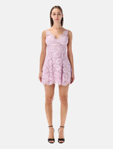 Self-Portrait pink foral lace mini dress with satin bow -  | Spazio Pritelli