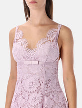 Self-Portrait pink foral lace mini dress with satin bow -  | Spazio Pritelli