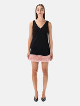 Self-Portrait back crepe mini dress with pink faux fur hem -  | Spazio Pritelli