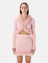 Cardigan corto in maglia rosa con collo in eco pelliccia di Self-Portrait -  | Spazio Pritelli
