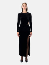Abito lungo in velluto nero con cut-out e catene gioiello di Self-Portrait -  | Spazio Pritelli