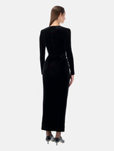 Abito lungo in velluto nero con cut-out e catene gioiello di Self-Portrait -  | Spazio Pritelli