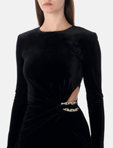 Abito mini in velluto nero con cut-out e dettagli gioiello di Self-Portrait -  | Spazio Pritelli