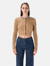 Cardigan corto in alpaca beige con finiture gioiello di Self-Portrait -  | Spazio Pritelli