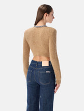Cardigan corto in alpaca beige con finiture gioiello di Self-Portrait -  | Spazio Pritelli