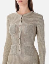 Self-Portrait gold lurex knit mini dress with jewel buttons -  | Spazio Pritelli