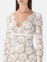 Self-Portrait white floral lace midi dress with satin bow -  | Spazio Pritelli