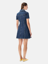 Self-Portrait Blue Denim Mini Dress with Gold Buttons -  | Spazio Pritelli