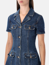 Self-Portrait Blue Denim Mini Dress with Gold Buttons -  | Spazio Pritelli