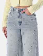 Jeans a gamba ampia in denim con ricami gioiello di Self-Portrait -  | Spazio Pritelli