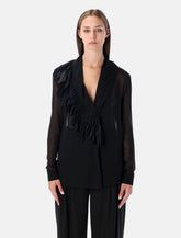 Alberta Ferretti silk georgette blouse with ruffles -  | Spazio Pritelli
