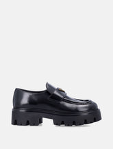 Brushed leather loafers with logo Prada -  | Spazio Pritelli