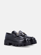Brushed leather loafers with logo Prada -  | Spazio Pritelli