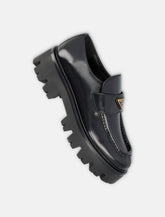 Brushed leather loafers with logo Prada -  | Spazio Pritelli